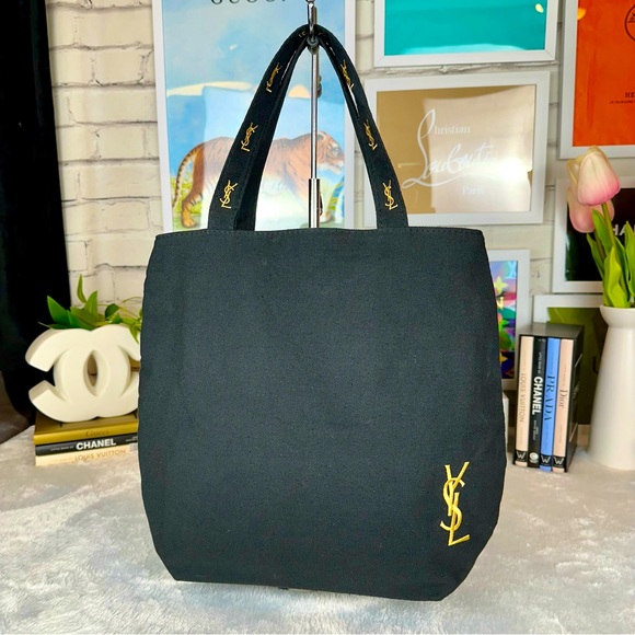 Yves Saint Laurent Handbags - YSL YVES SAINT LAURENT black canvas beauty tote shoulder bag NEW